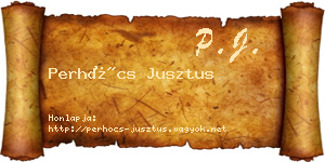 Perhócs Jusztus névjegykártya